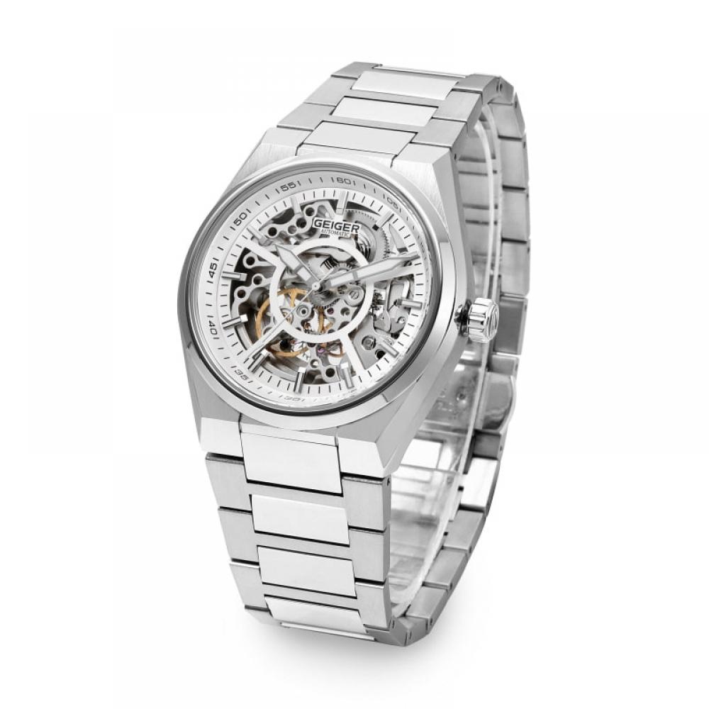  Official HeadquarterS Genuine  Geiger Ge1228wS Skeleton Dial Men S Metal Watch