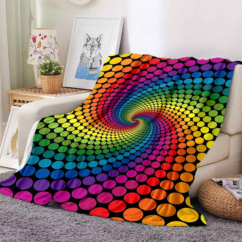 1pc Rainbow Dots Blanket Lightweight Flannel Blanket Throw Blanket For Sofa, Bed, Travel, Camping, Livingroom, Couch, Chair, And Bed yy2509026188