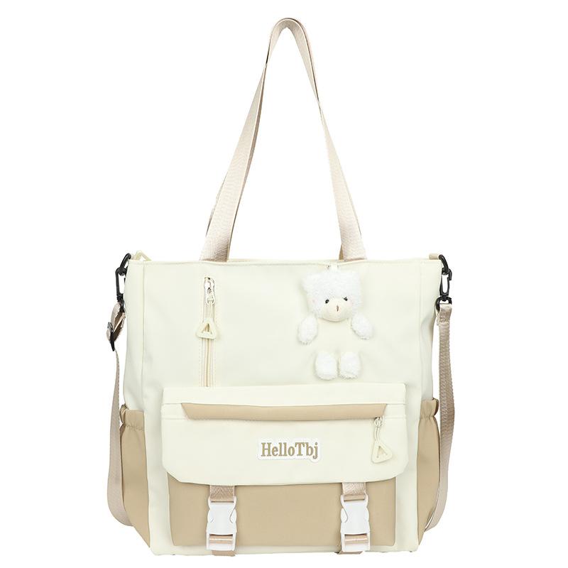 

Большая вместительная сумка-мессенджер контрастного цвета, студенческая сумка-учитель, женская сумка-тоут для колледжа, сумка через плечо хаки