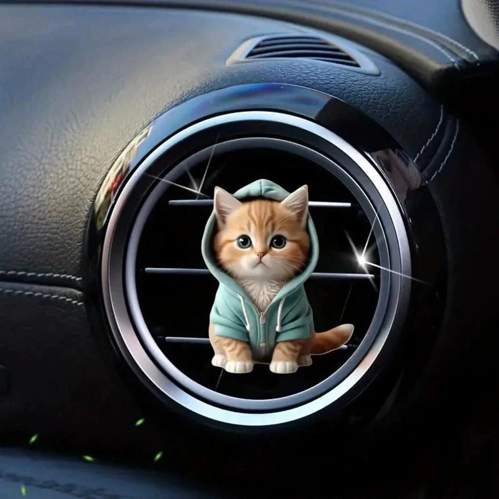Cat Pattern Hoodie, Vent Clip, Car Accessories, Acrylic Aromatherapy Accessories, Car Decorative Air Freshener