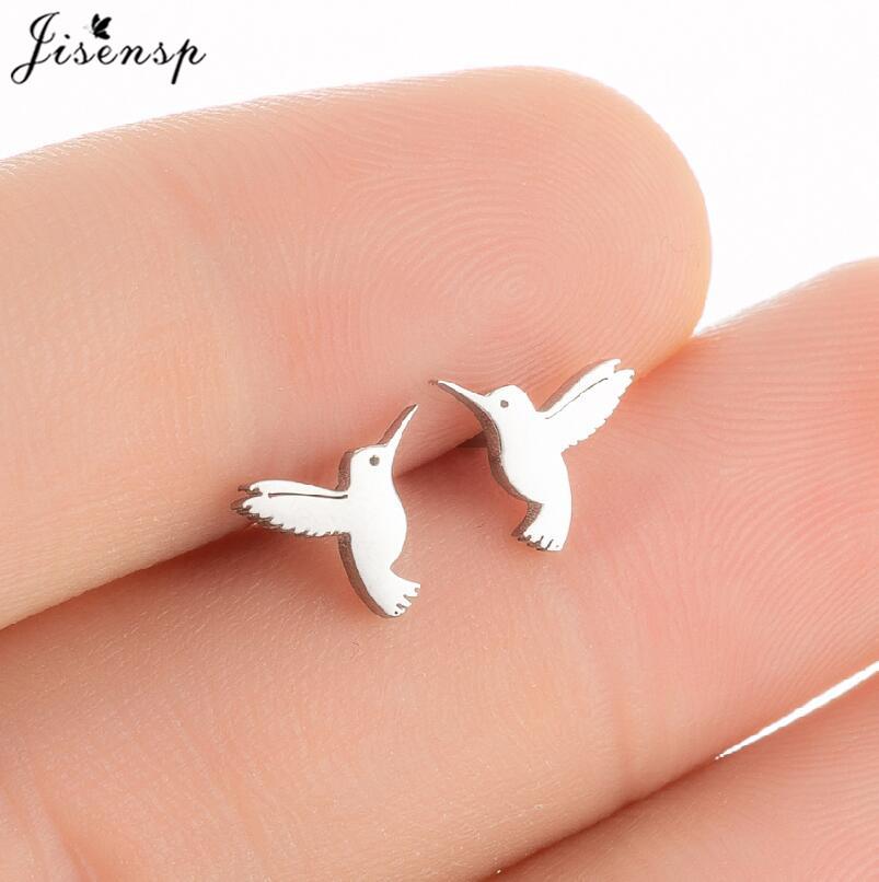 Multiple Mini Stainless Steel Bird Jewelry Earrings  Trend For Women Girls Cute Crane Parrot Bee Hummingbird Studs oorbellen