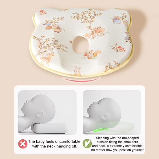 Baby Shaping Pillow Memory Foam Head Support for Strollers Cribs Breathable Infant Flat Head Pillow Cute Baby Gifts