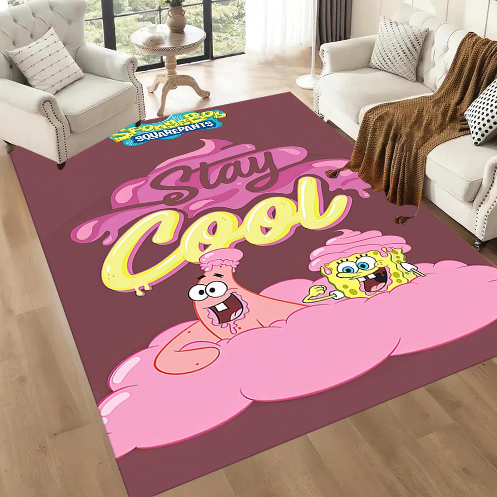 Spongebob Movie Night Square Rugs Are a Great Choice for Living Rooms, Bedrooms, Home Décor, and As Gifts.