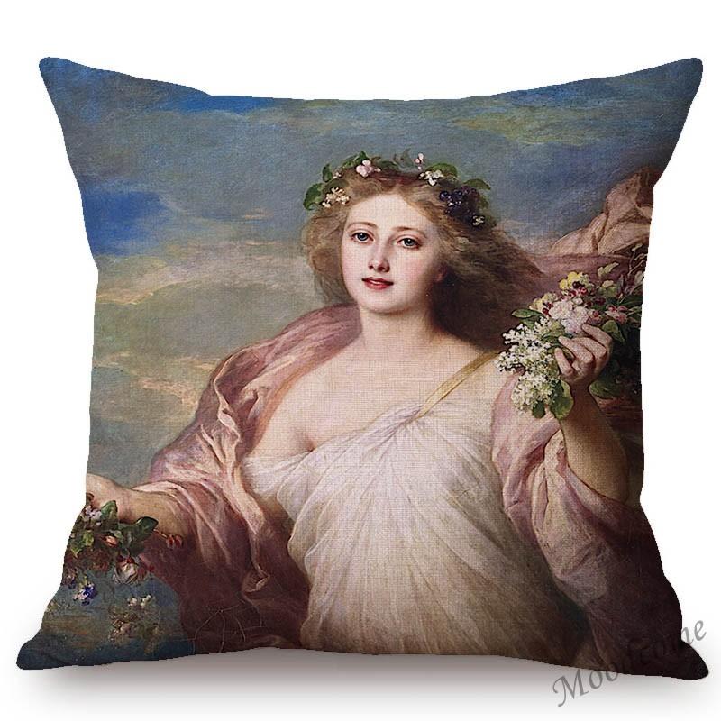 Franz Xaver Winterhalter Rococo Royal Court Princess Queen Beautiful Lady Portrait Oil Painting Sofa Pillow Case Cushion Cover