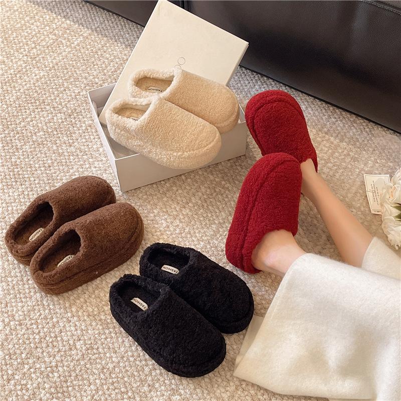 Fashion and Beauty Baotou Mao Mao Slippers Women's Outer Wear Sense 2025 New Autumn and Winter Thick Bottom Home Warm Cotton Mop