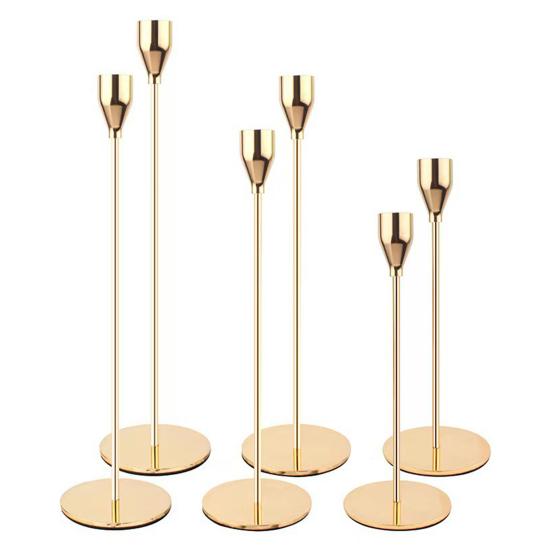 3/6Pcs/Set Vintage Tall Metal Candlestick Pillar Taper Candle Holder Home Living Room Christmas Wedding Party Candle Stand Dining Table Centerpiece