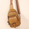 Classic Solid Color PU Soft Leather Large Shoulder Crossbody Bag with Embroidery