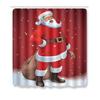 4pcs Shower Christmas Curtain Toilet Cushion Set Cover Mat Pad Rug Xmas Bathroom