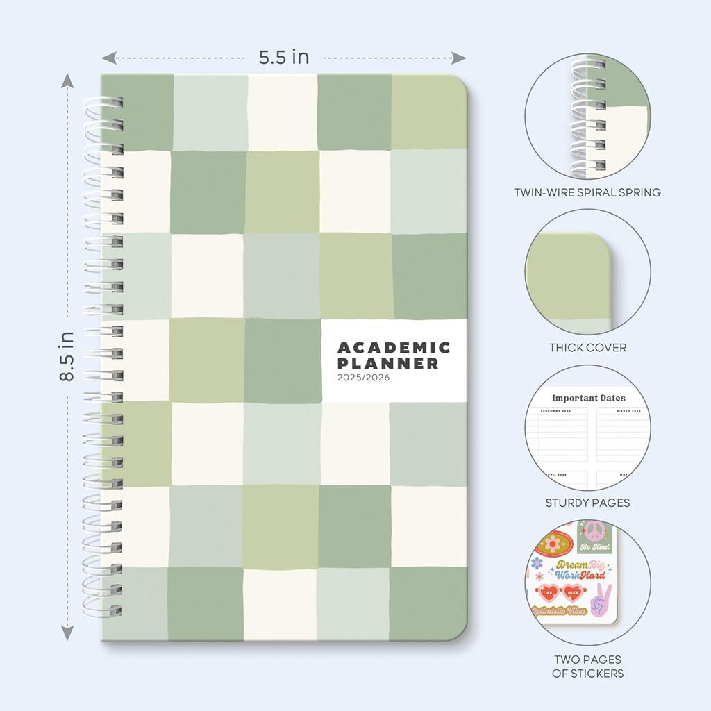 Sweetzer & Orange Academic Planner 2025-2026 – Student Planner for August 2025 to July 2026 – Weekly & Monthly Layout – Sturdy Cover & Stickers