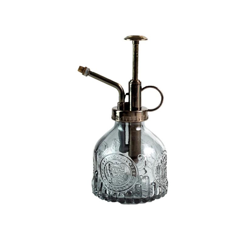 Retro Embossed Glass Spray Bottle – Small Pressure Watering Can for Garden & Home Flowers