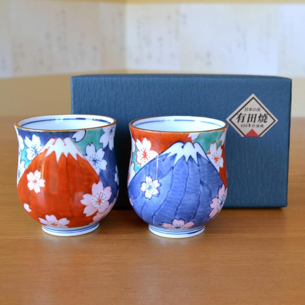 Stylish Arita Ware Fuji and Nabeshima Fuji Perfect for a Gift Made In Mt. Teacups, Couple. Boxed. Japan.