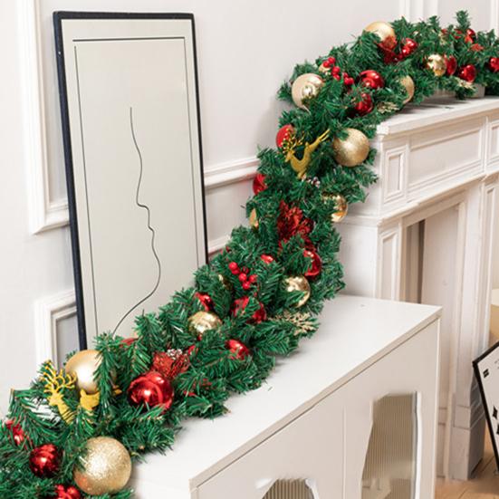 Christmas Norfolk Pine Garland Faux Pine Greenery Garland with Pine Cone Glitter Balls Red Berries for Mantel Staircase Holiday Decor