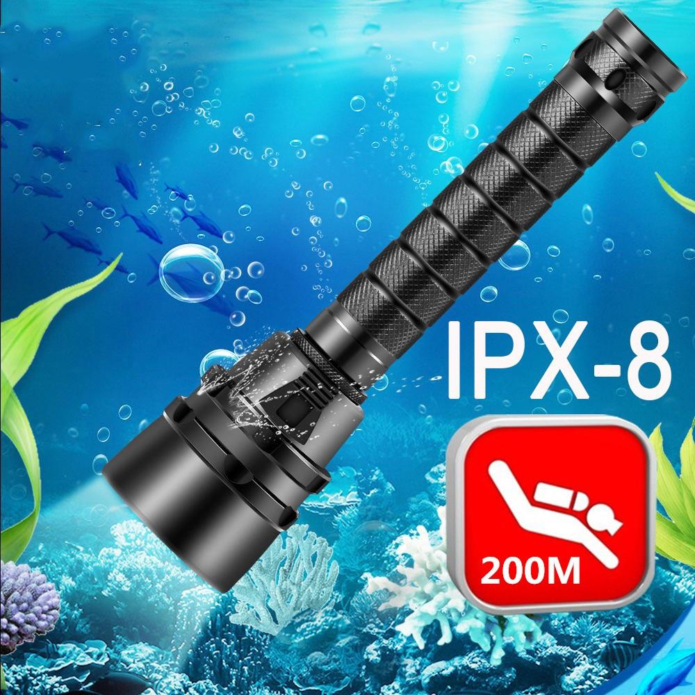 Buy Diving Flashlight 3*T6 Portable Scuba Dive Torch 200M Underwater