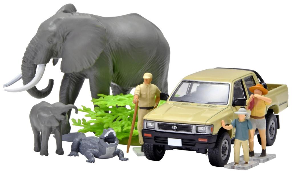 Tomytec Kaiyodo x Tomica Limited Vintage DioColle 64 #CarSnap 29a Safari 2 (Toyota Hilux 4WD Pickup with Double Cab) ABS Resin and PVC Figures and
