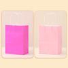 12pcs Kraft Paper Bag with Handle Solid Color Pink Rose Red Party Gift Bags Birthday Gifts Packaging Beverages Storage TMZ