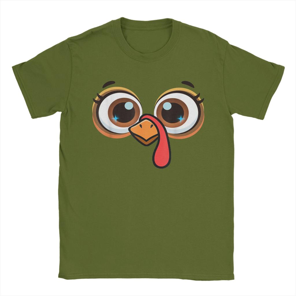 Funny Turkey Face Thanksgiving -Cute Family Matching Men's T Shirt  Casual Tee Shirt Short Sleeve Crew Neck T-Shirt Clothing