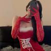 Women Floral Lace Long Gloves Black White Red Sexy Elbow Length Mittens Party Evening Gloves Accessories