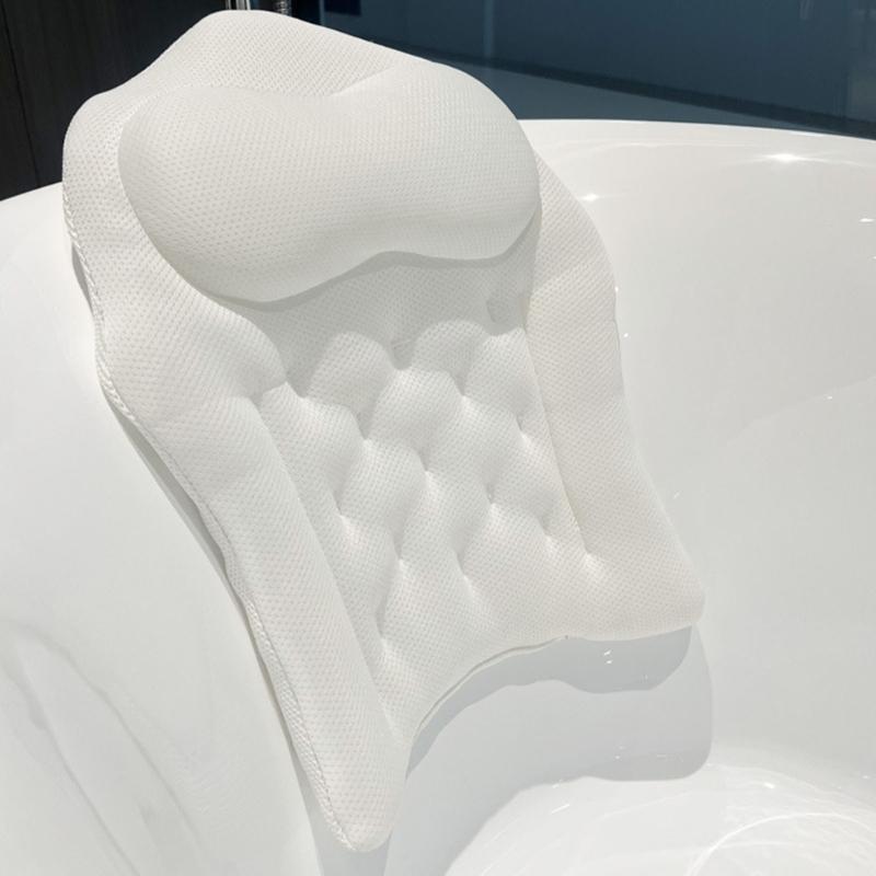 Waterproof Bathtub Neck Cushion Soft Headrest For Relaxation Fit All Size Easy Setups Spa Massage Accessory Polyester