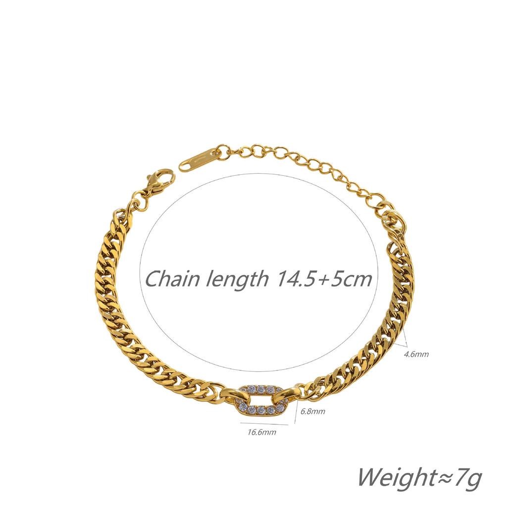 Gold And Silver Two-Color Cuban Chain, Love Diamond-Encrusted Bracelet, Multi-Layer Stacking Design, The Same Hip-Hop Style Jewelry For Men And Women