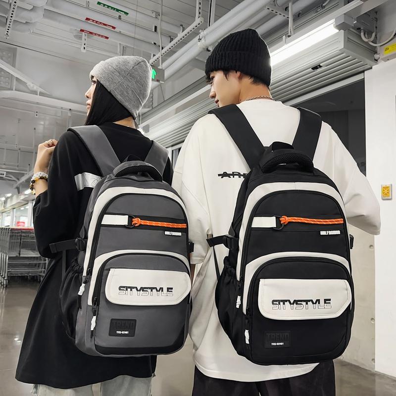 Großer, leichter Schulranzen für Mittelschüler mit großem Fassungsvermögen und Farbblock-Design für Herren