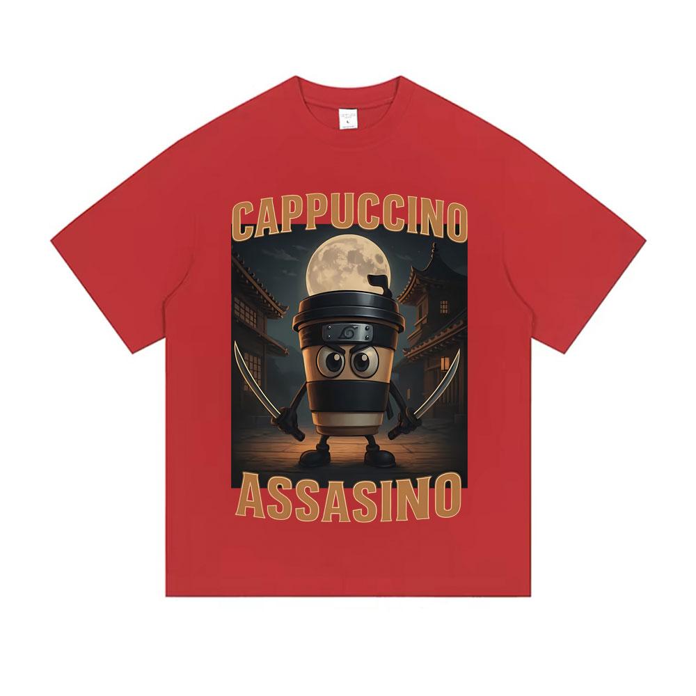 

Italian Brainrot Cappuccino Assasino Funny Meme T Shirts Unisex Casual Humor Oversized Tshirt Men Women Vintage Cotton Tshirt S
