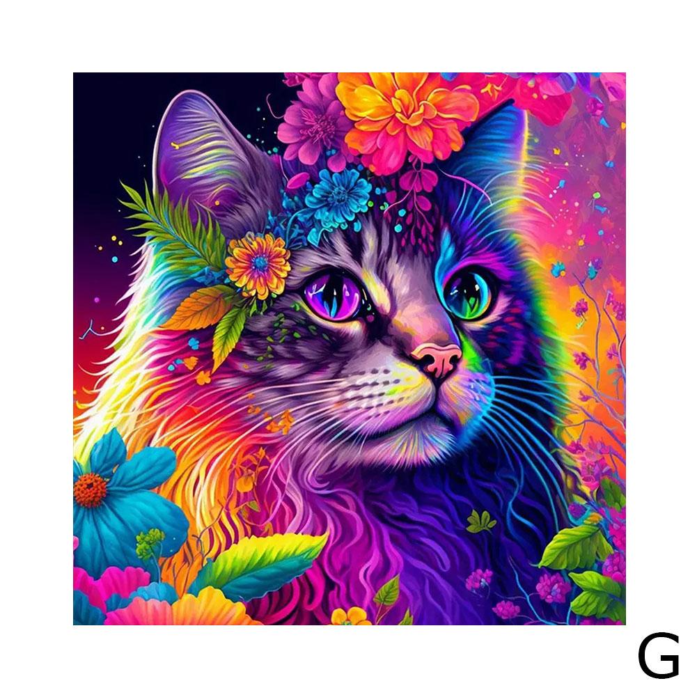 

5D DIY красочный кот полный квадрат круглая вышивка стразами картина H G9K5 G-1pcs