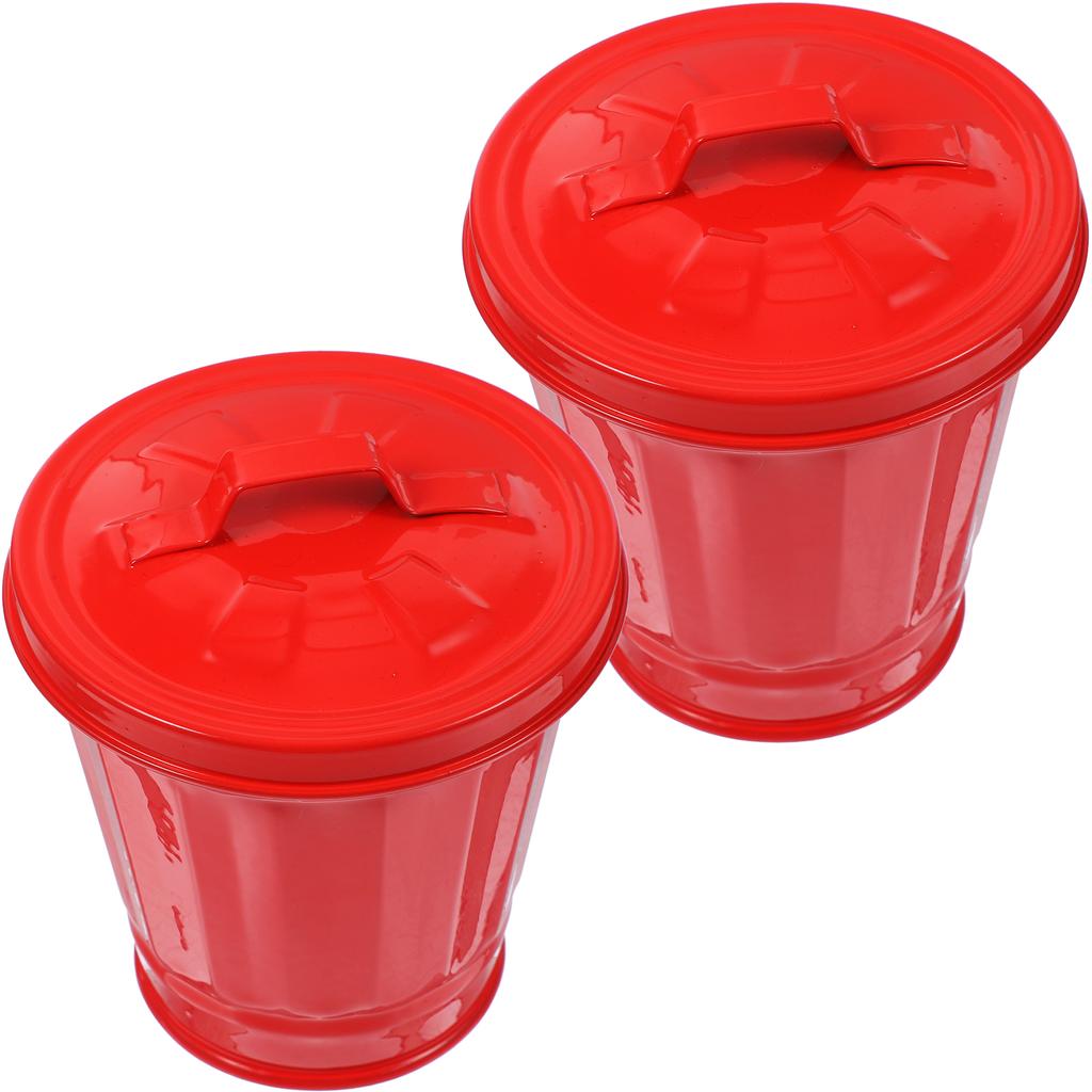 2 st handhållen lockförvaringshink Mini skrivbordsavfallskorg för hemkontor sovsal bänkskiva Metallpapperskorg med robust järn