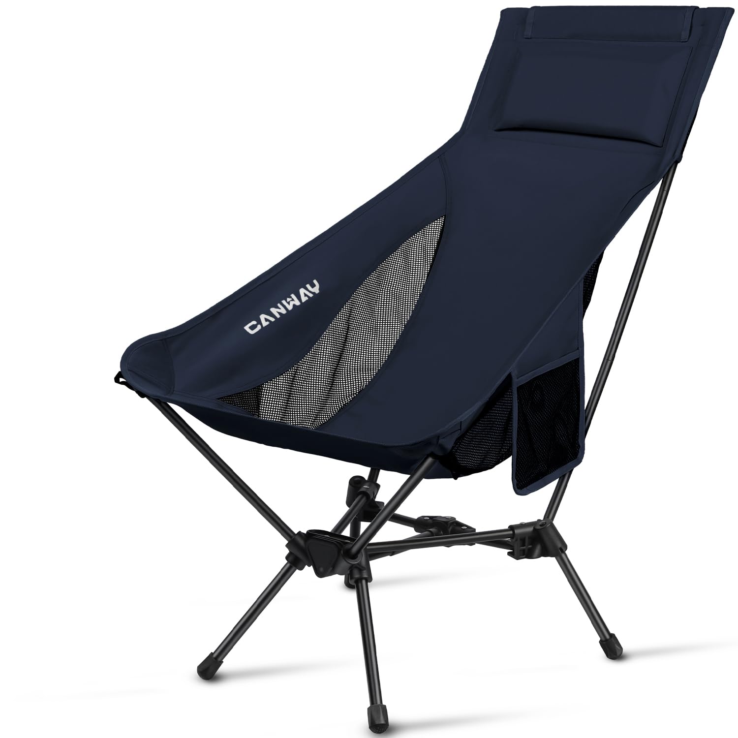 

Складной походный стул с высокой спинкой CANWAY (Нагрузка 180 кг, Алюминиевая рама, Сетка и карманы, Темно-синий)