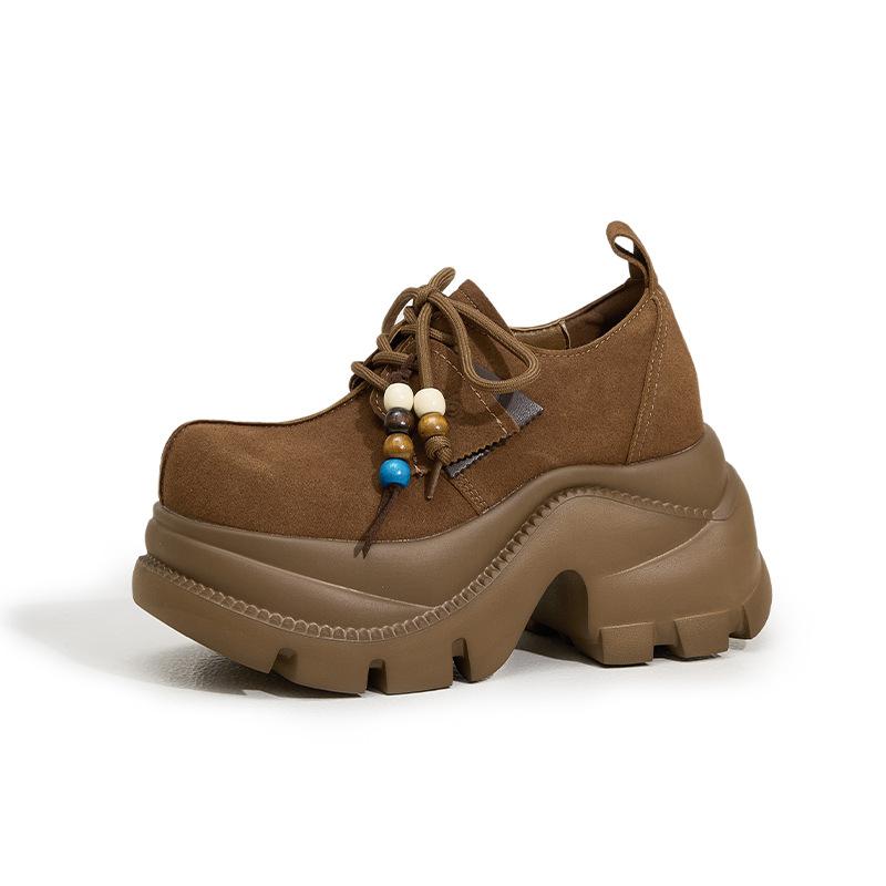 Boken Shoes Women's 2026 Spring and Autumn New Style Interior Height Increasing Women's Shoes Soft Bottom Versatile Le Fu Shoes