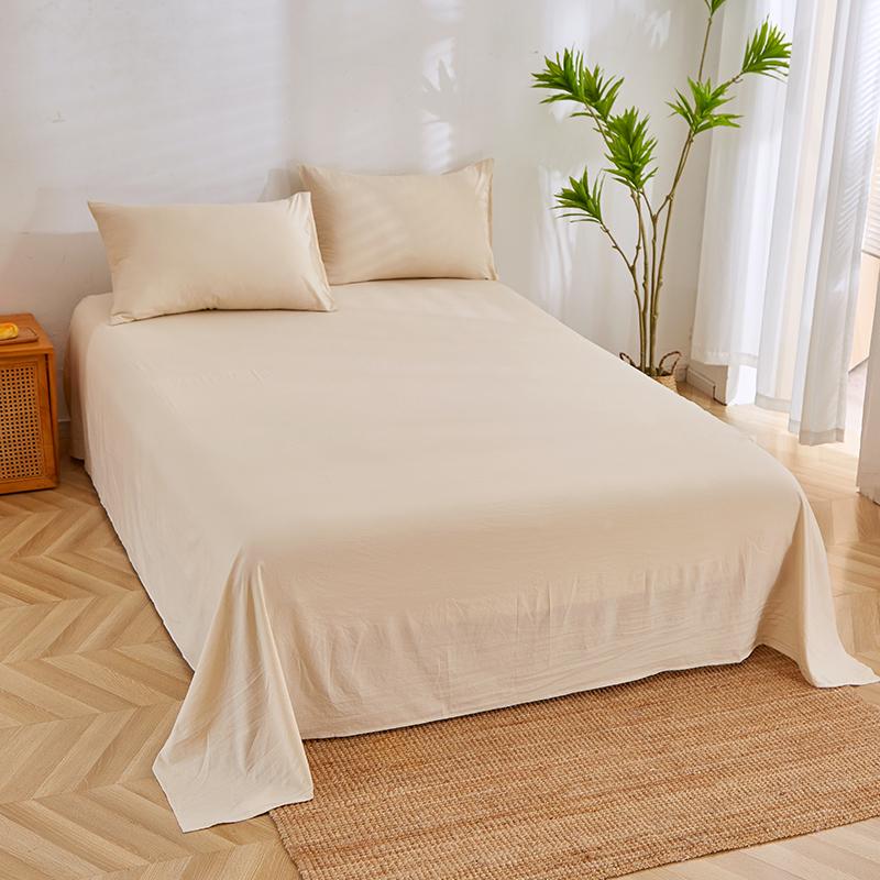 Washed Cotton Soft Bed Sheet - Skin-Friendly, Minimalist Design, Extra Large for Double Bed, All-Seasons, Perfect for Dorms
