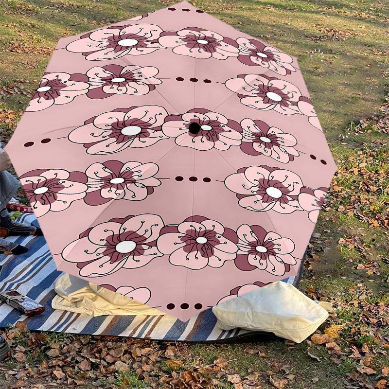 1PC Floral Pattern Umbrella-8-Rib Reinforced, Automatic Open, Lightweight & Durable, Fashion Accessory for Outdoor-L0351