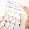 6-teiliges Textmarker-Set mit einzigartigen Kurvenformen, verschiedene Farben, ideal zum Notieren und kreativen Zeichnen