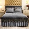 European Luxury Quilted Bed Skirt Winter Warm Thicken Velvet Bedspread King Good Hand Feeling Bed Skirt Not Included Pillowcase