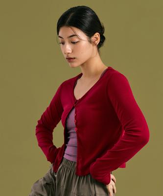 DHYANI Soft Tale Cardigan (Red)