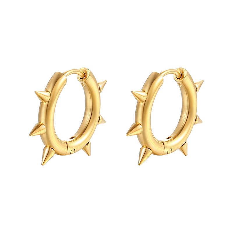 Orecchini a Cerchio con Rivetti a Forma di Cuore Hip-Hop Creativi per Donna Acciaio Inossidabile Fibbia Geometrica per Orecchio Piercing Gioielli Cool Rock Punk a Bottone