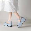 Krazing Pot Polyurethane Spring Summer Size 43 Size 42 Women Platform Women Square Toe Buckle Thick Bottom Pumps