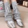 Middle Length Cotton Leg Warmers Decorative Bows Detail Leg Sleeve Socks For Winter Sports And Indoor Comfort