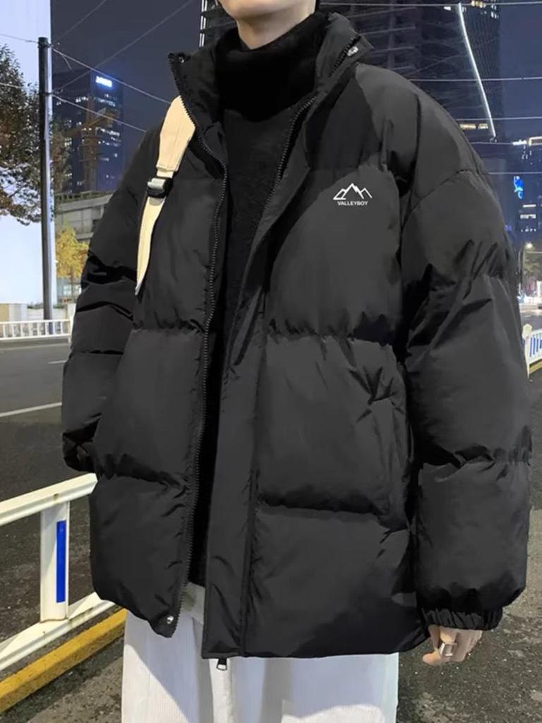 Men's Winter Oversized Cotton Puffer Jacket with Stand Collar - Trendy and Thickened for Couples