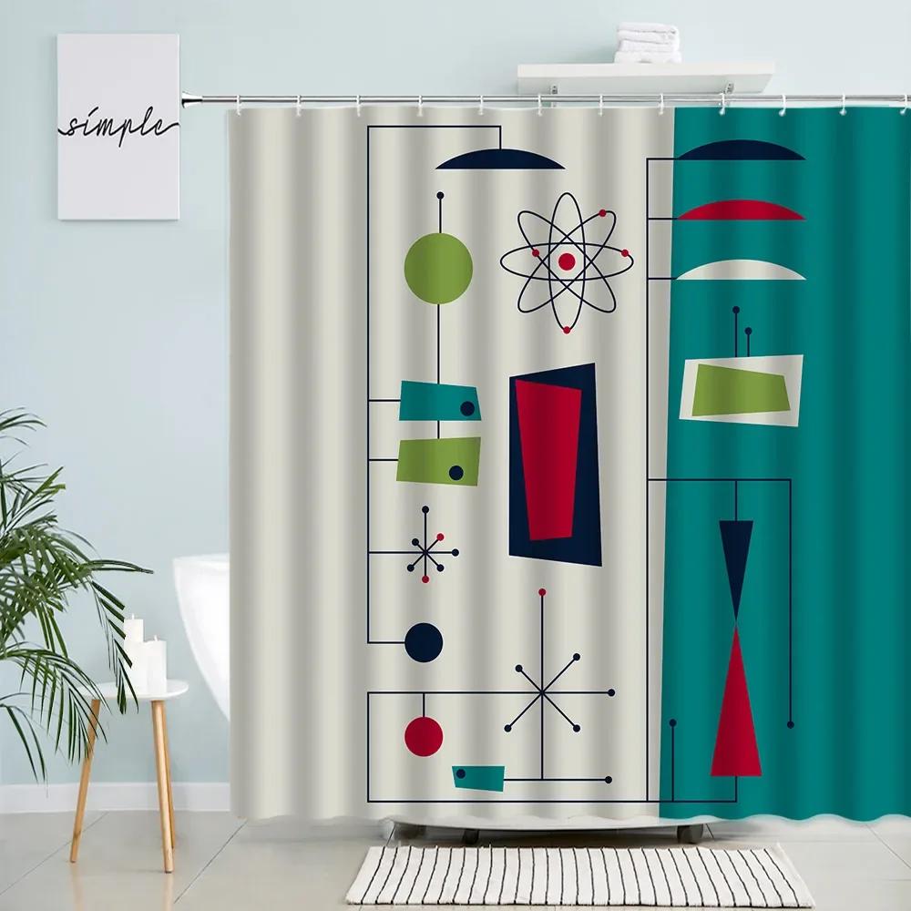 Abstract Shower Curtain Colorful Mid Century Graffiti Geometric Cute Cartoon Kids Watercolor Doodle Plant Curve Bathroom Decor