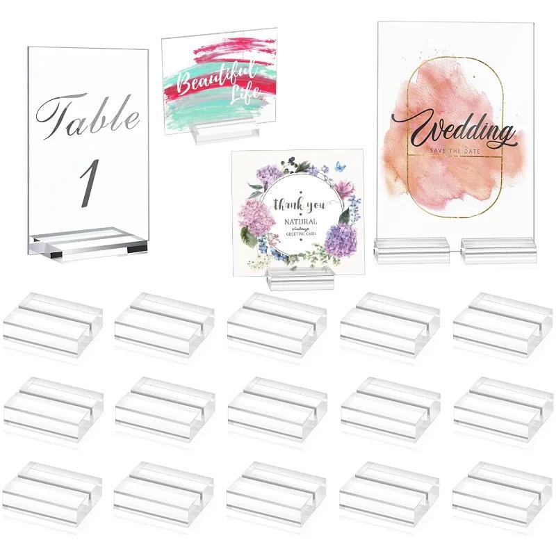 10 Pezzi 30*25*10mm Supporto Acrilico Trasparente Porta Segnaposto Slot Espositore Numeri Tavola Matrimonio per Cartello Foto Ufficio Menu