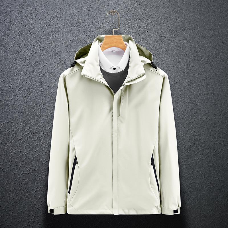 Spring & Autumn Outdoor Windbreaker, Detachable Hood, Solid Color Jacket for Men & Women