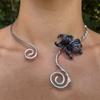 Spiral Adjustment Iris Flower Necklace Flower Pattern Women Necklace Fashion Collar Necklace