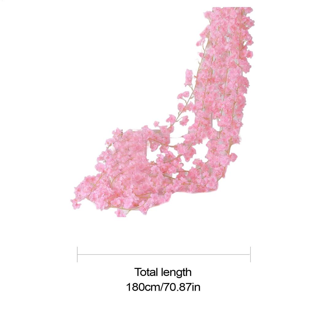 Artificial Cherry Flower Branches Faux Cherry Flower String Faux Plants Garland Decoration For Garden Bedroom Wedding Party Arch