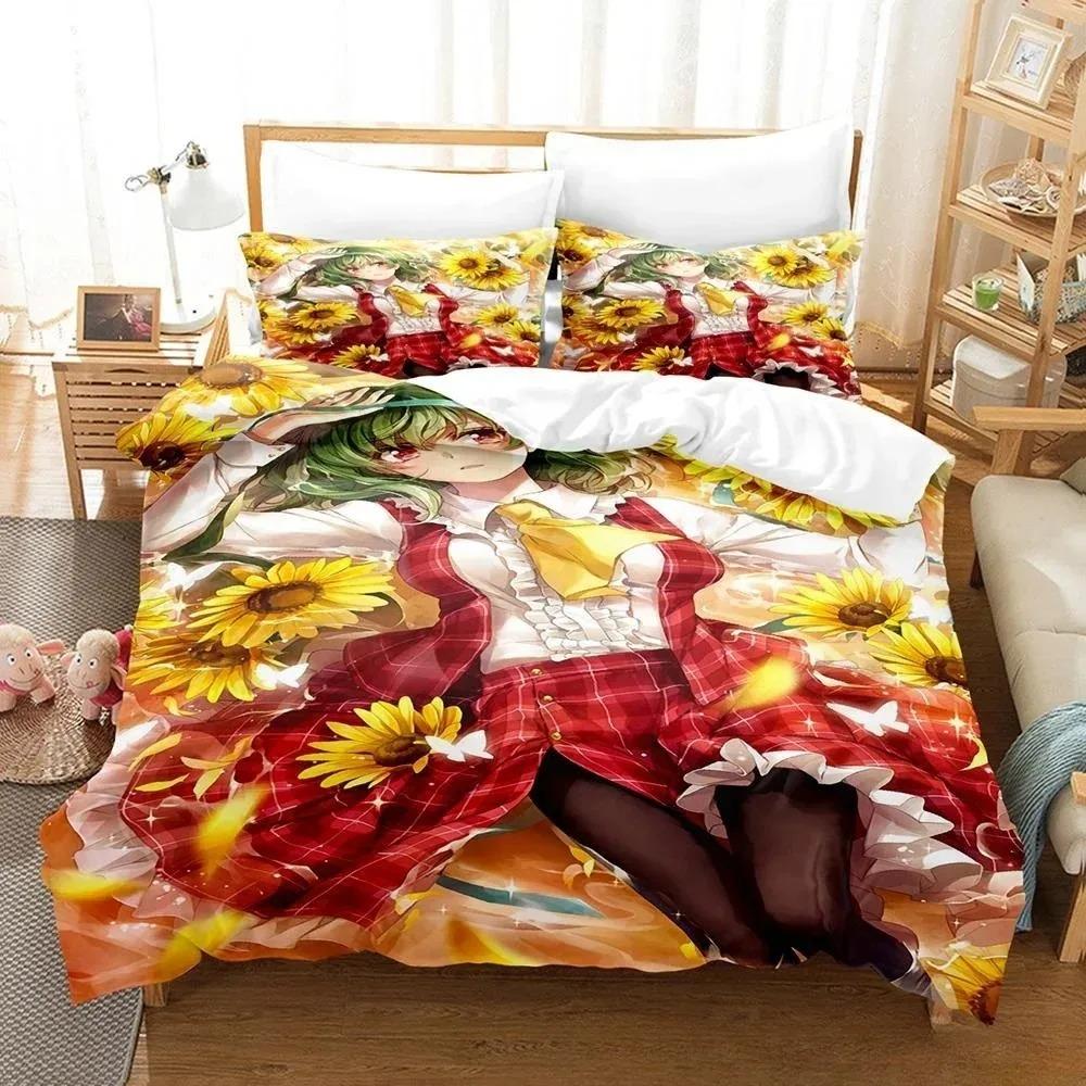 3D Druck Anime Kawaii Mädchen Yuuka Kazami Bettwäsche Set Einzelbett Twin Full Queen King Size Bettset Erwachsene Kind Schlafzimmer Bettbezug Sets