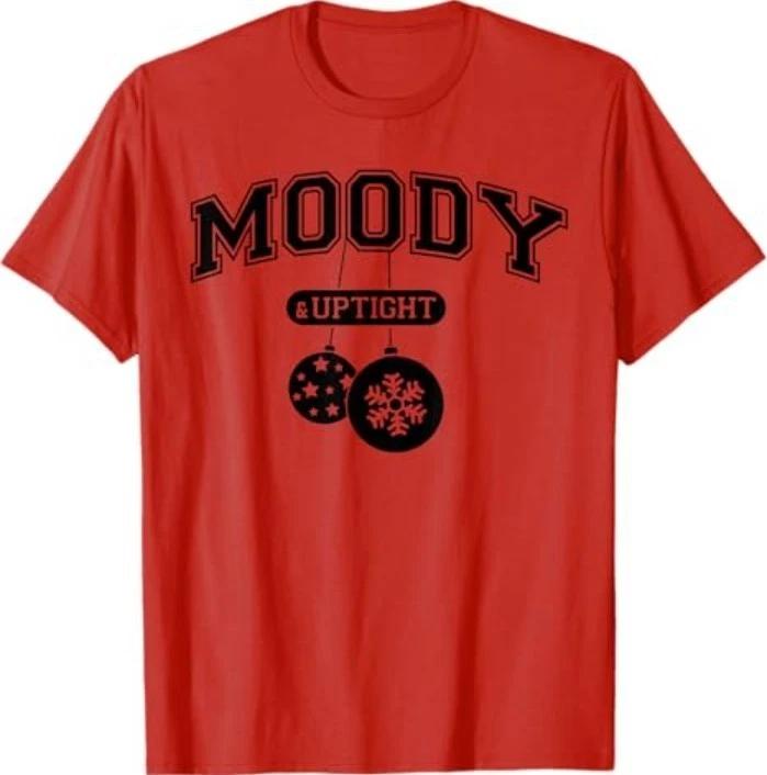 Moody and Uptight Merry and Xmas Bright Matching Couple T-Shirt M