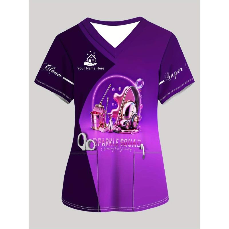 

Laundry workwear, laundry printed workwear, women s comfortable and fashionable women s short sleeved T-shirt S