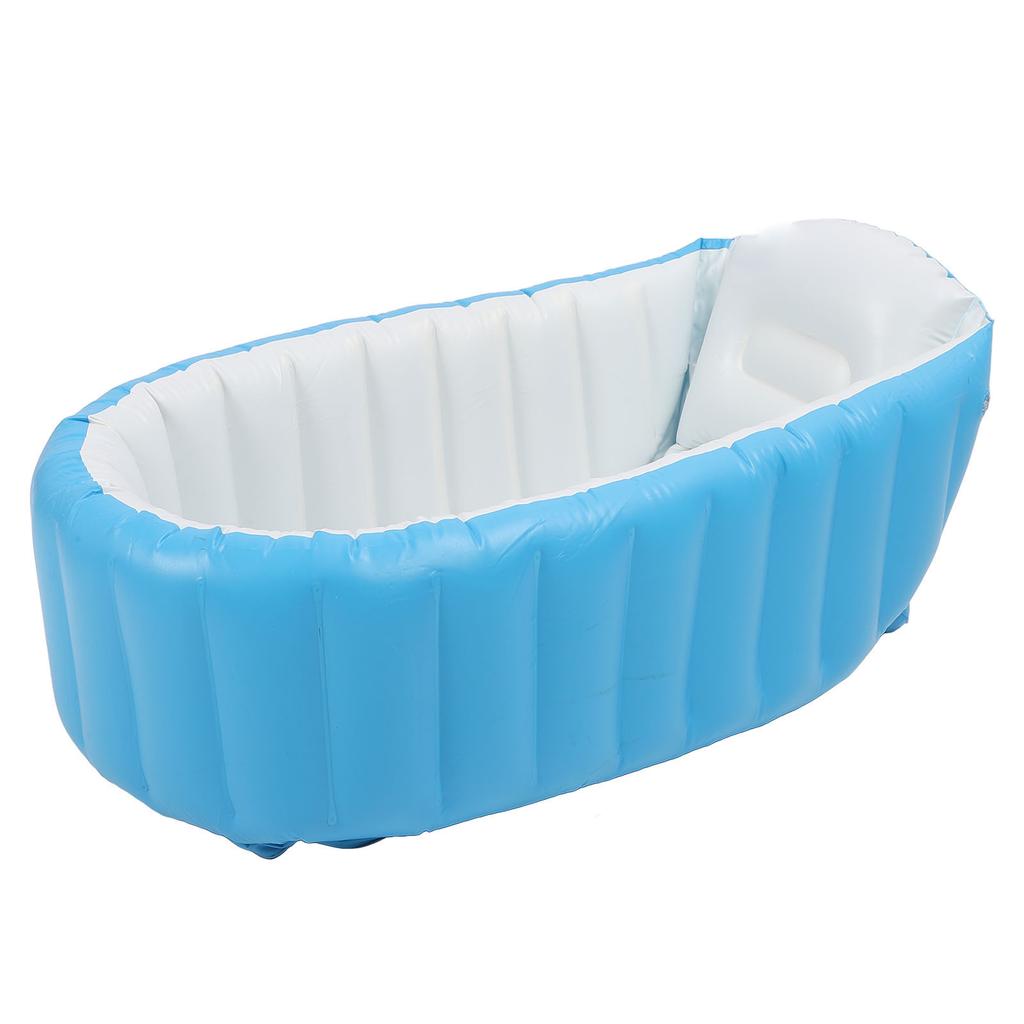 Inflatable Baby Bathtub with Air Pump Anti Leakage Ergonomic Backrest Folding Toddler Bath Tub