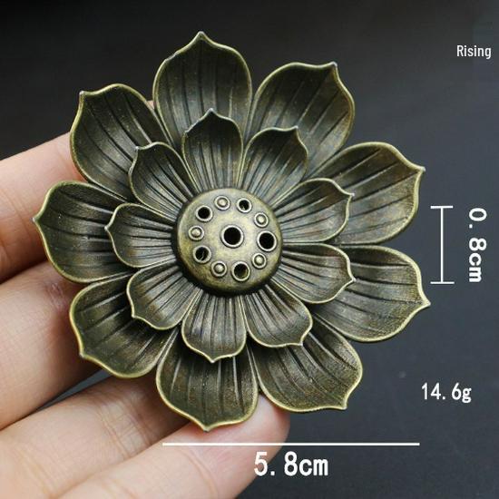 Lotus Alloy Multi-Hole Incense Holder and Burner Tray - Ornamental Incense Diffuser for Sticks
