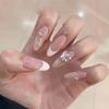 Ins Style Press On Nails Butterfly Pearl Handmade Fake Removable Women