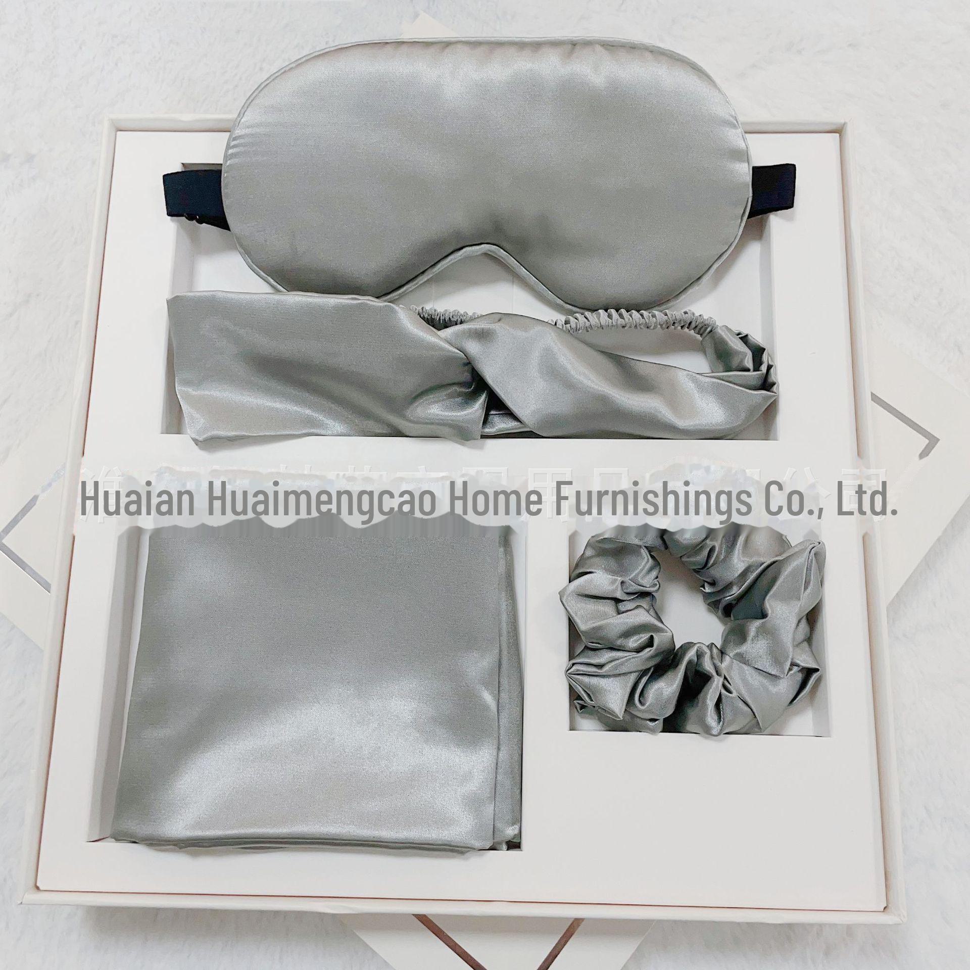 

Комплект для сна из шелка: Регулируемая маска для глаз, наволочка, повязка для волос, повязка на голову для путешествий и блокировки света